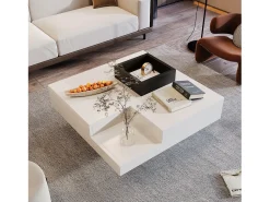 Online Hauss Spole Mesa de centro com LED e compartimento amovível - Acabamento brilhante Branco