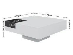 Online Hauss Spole Mesa de centro com LED e compartimento amovível - Acabamento brilhante Branco