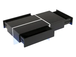 Mesa De Centro* Mesa de centro com LED, espaço de armazenamento, acabamento brilhante e gavetas, estilo moderno, preta. Preto