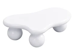 Merax Mesa de centro com LEDs - 95 x 62,5 x 32 cm - design em forma de nuvem e pernas redondas - puro^ Mesa De Centro