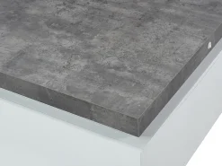 Mesa De Centro|Vente-unique Mesa de centro com LEDs - 2 gavetas - MDF lacado - Branco e cinza cimento. HALO II Cinzento / Branco