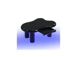 Merax Mesa de centro com LEDs - 98 x 65,5 x 40 cm - com 1 gaveta - em forma de nuvem - MDF - preta^ Mesa De Centro