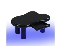 Merax Mesa de centro com LEDs - 98 x 65,5 x 40 cm - com 1 gaveta - em forma de nuvem - MDF - preta^ Mesa De Centro