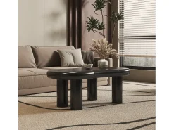 Merax Mesa de centro com LEDs - 98 x 65,5 x 40 cm - com 1 gaveta - em forma de nuvem - MDF - preta^ Mesa De Centro