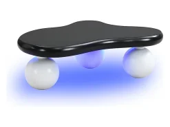 Mesa De Centro|Merax Mesa de centro com LEDs - 95 x 62,5 x 32 cm - design em forma de nuvem e pernas redondas - + branco Preto