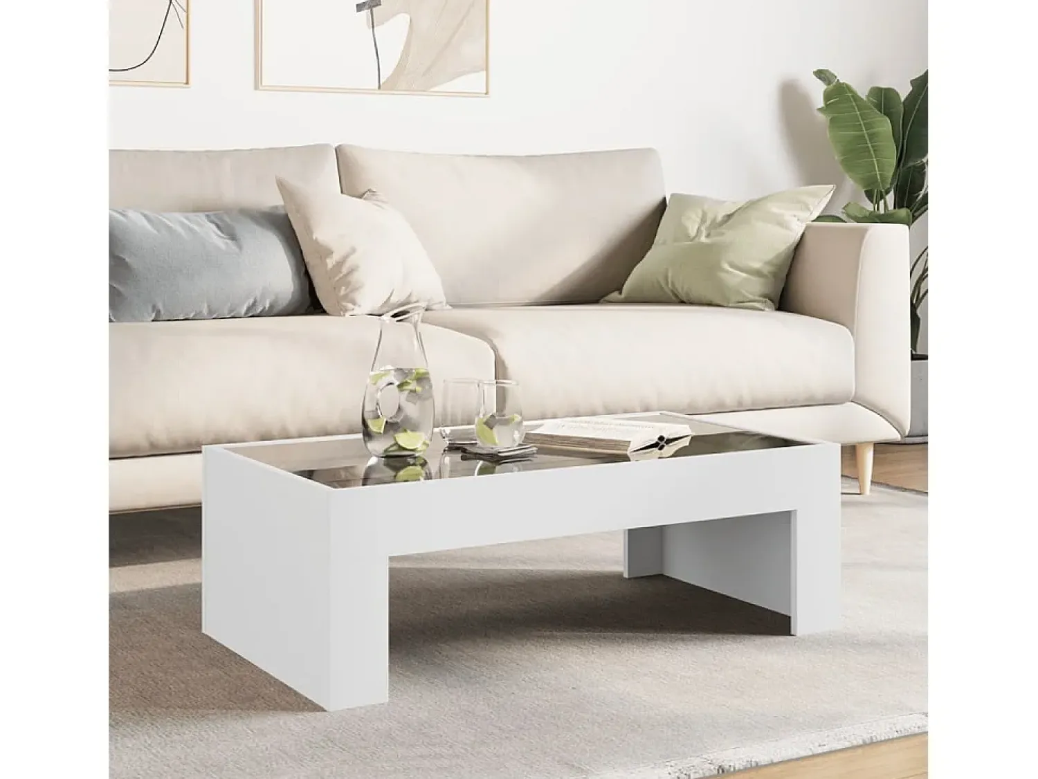 vidaxl Mesa de centro com luzes LED Infinity 90x50x30 cm^ Mesa De Centro