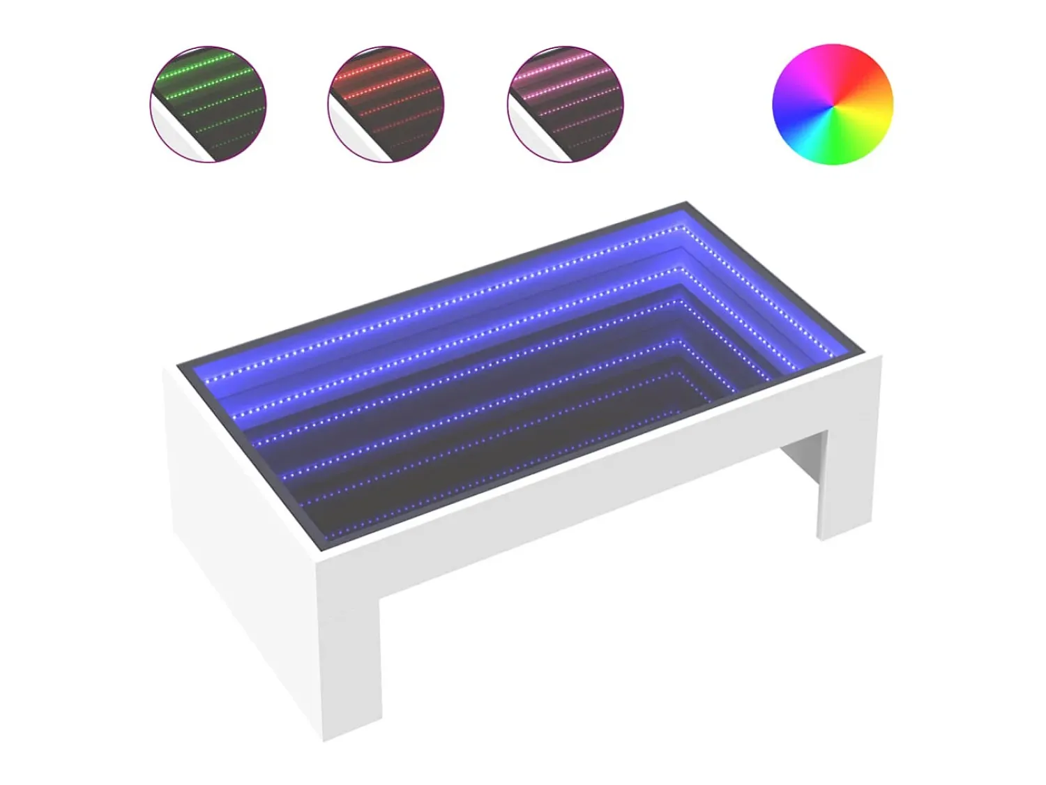 vidaxl Mesa de centro com luzes LED Infinity 90x50x30 cm^ Mesa De Centro
