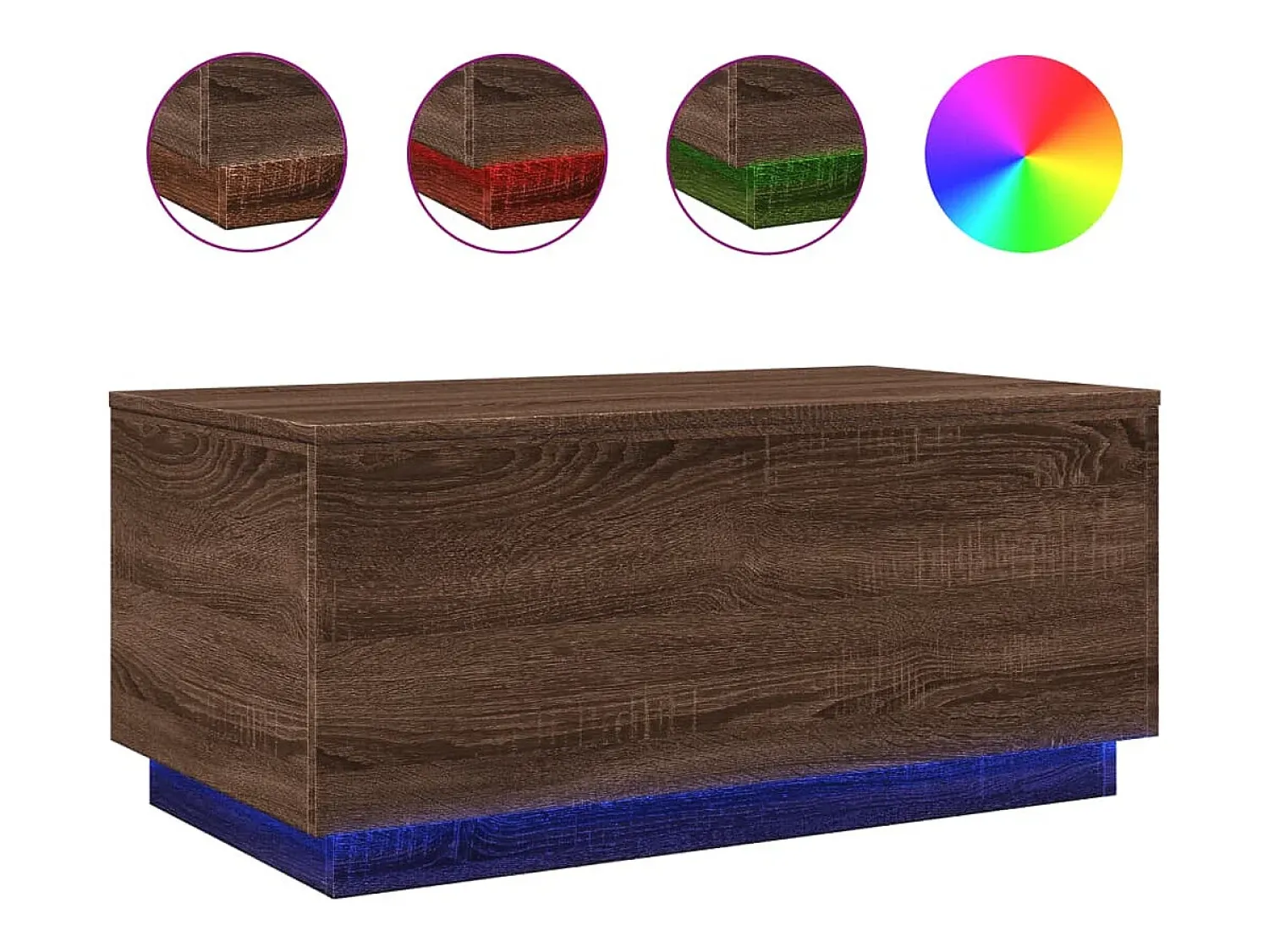 Mesa De Centro* Mesa de centro com luzes LED 90x50x40 cm carvalho PT196993 Castanho