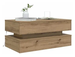 Mesa De Centro*vidaxl Mesa de centro com luzes LED 90x50x40 cm carvalho artisiano Natural claro