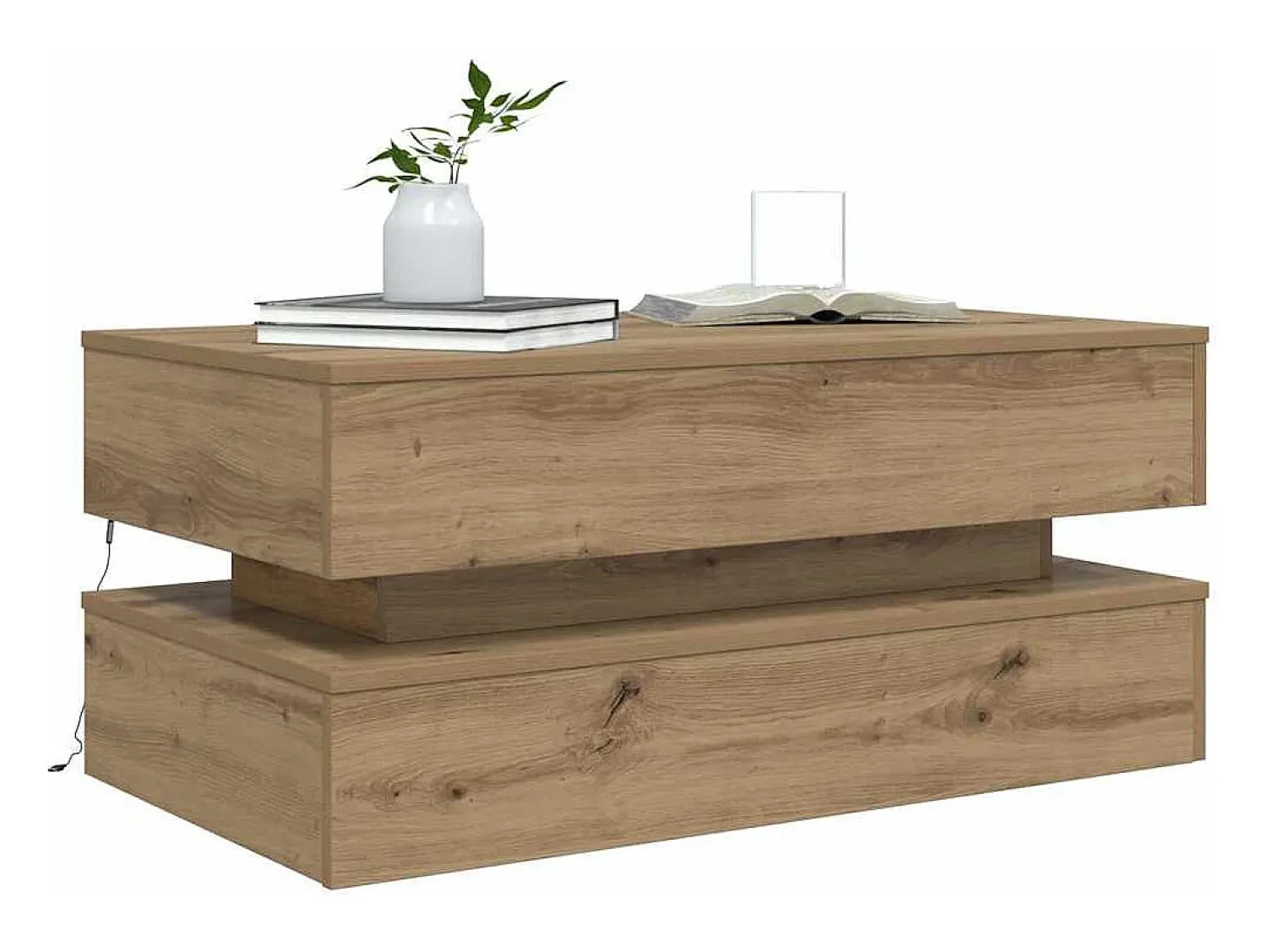 Mesa De Centro*vidaxl Mesa de centro com luzes LED 90x50x40 cm carvalho artisiano Natural claro