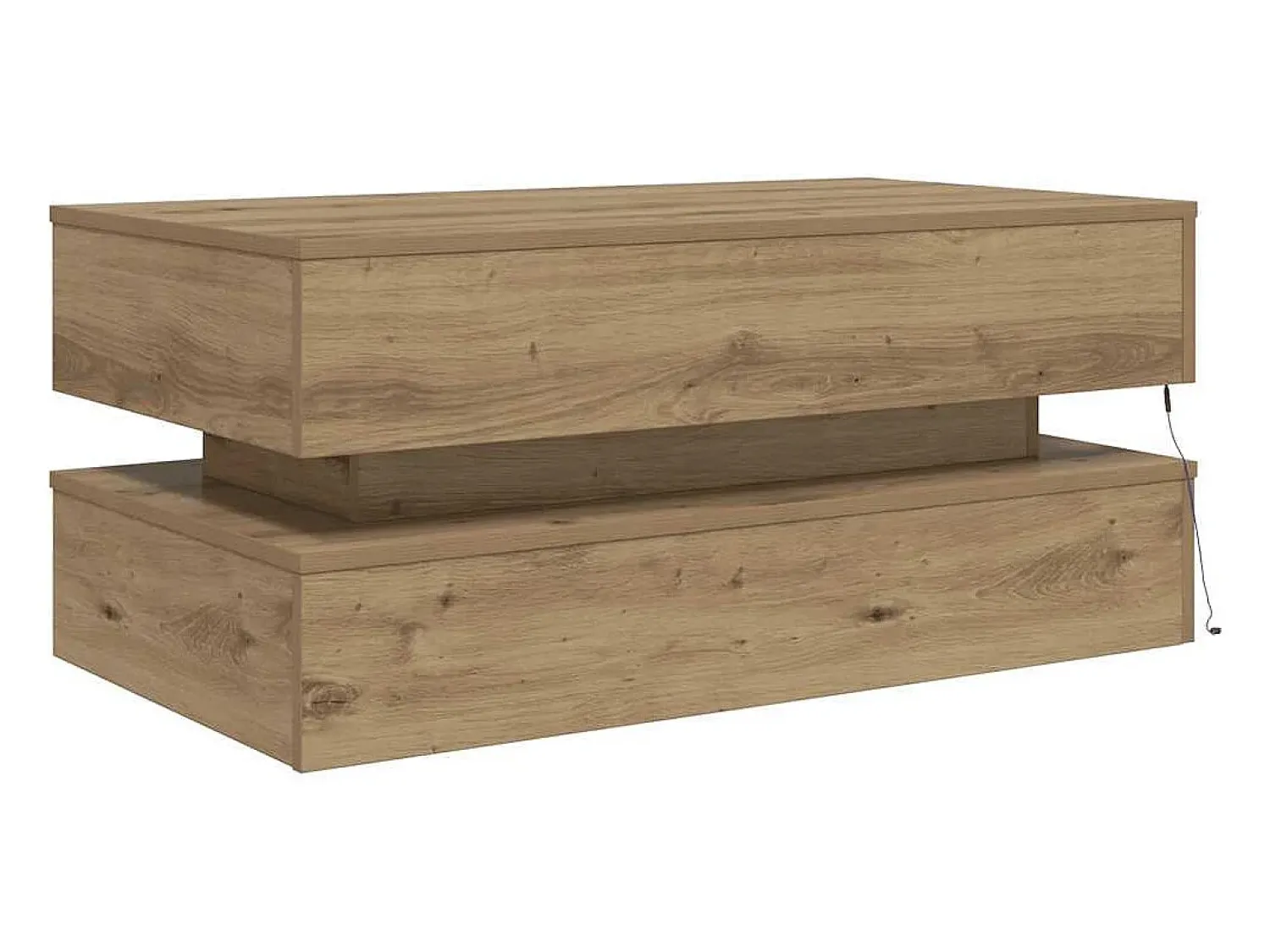Mesa De Centro*vidaxl Mesa de centro com luzes LED 90x50x40 cm carvalho artisiano Natural claro