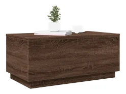 New vidaxl Mesa de centro com luzes LED 90x50x40 cm carvalho castanho Natural claro