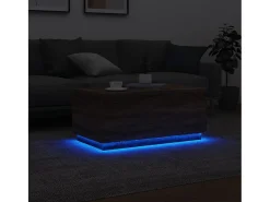 New vidaxl Mesa de centro com luzes LED 90x50x40 cm carvalho castanho Natural claro