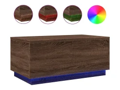New vidaxl Mesa de centro com luzes LED 90x50x40 cm carvalho castanho Natural claro