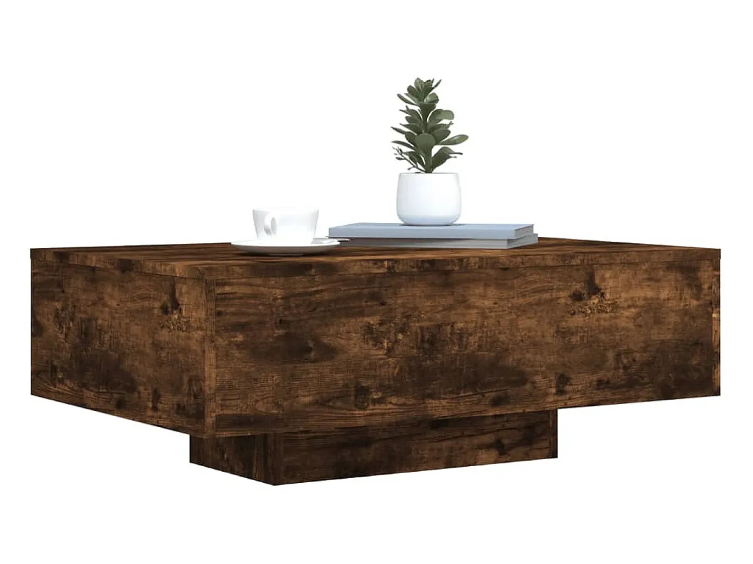 Mesa De Centro* Mesa de centro com luzes LED 85x55x31 cm carvalho fumado PT849965 Castanho