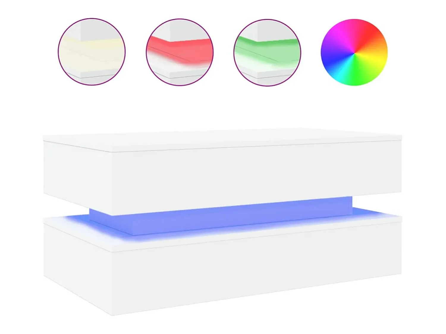 Mesa de centro com luzes LED 90x50x40 cm PT175292^ Mesa De Centro