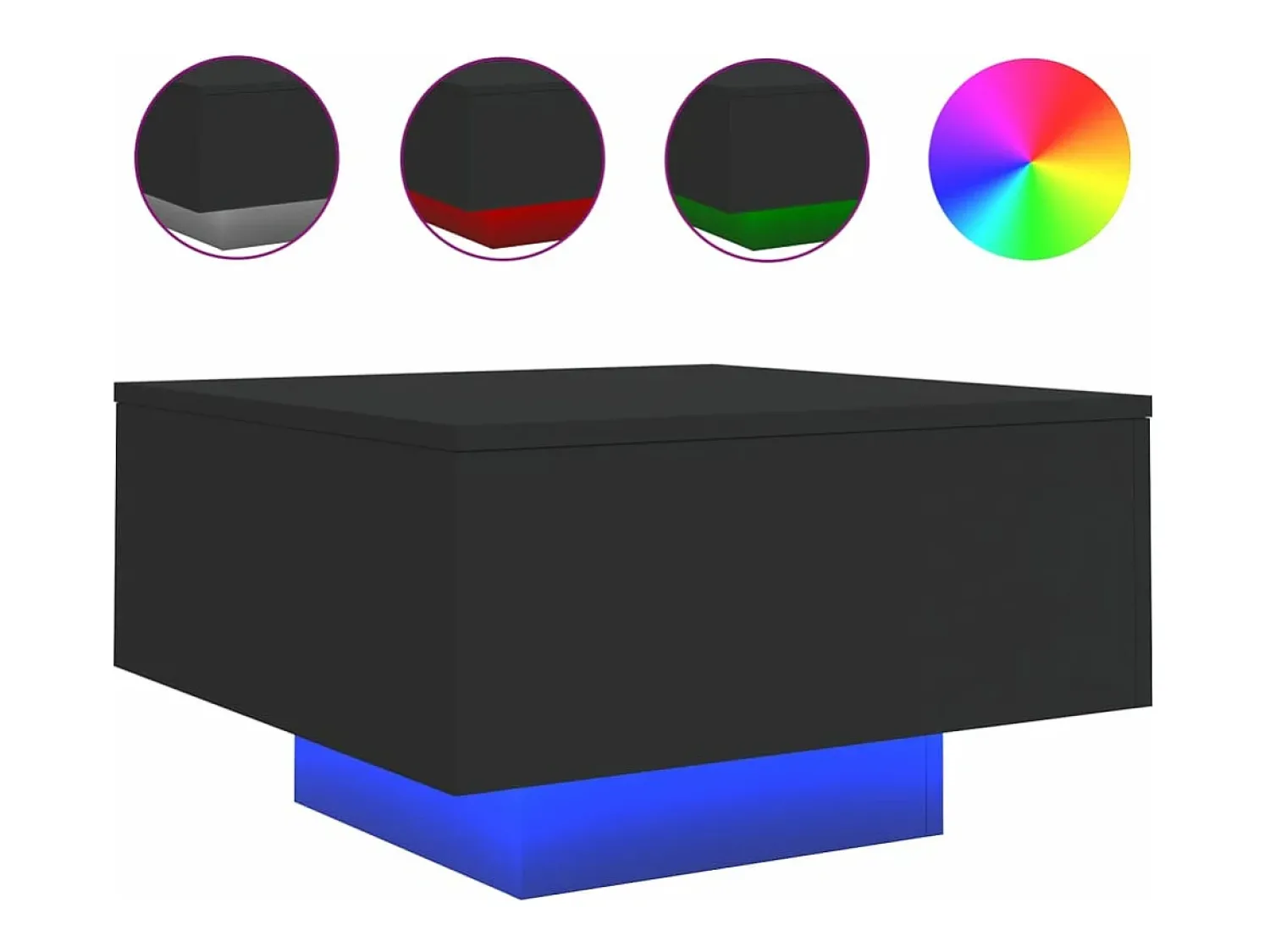 Mesa De Centro* Mesa de centro com luzes LED 55x55x31 cm PT824260 Preto