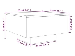 Mesa De Centro*vidaxl Mesa de centro com luzes LED 55x55x31 cm sonoma Cinzento