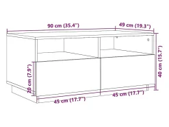 Mesa De Centro*vidaxl Mesa de centro com luzes LED 90x49x40 cm Preto