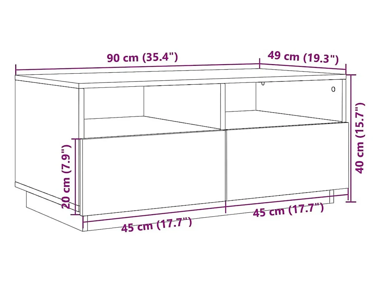 Mesa De Centro*vidaxl Mesa de centro com luzes LED 90x49x40 cm Preto