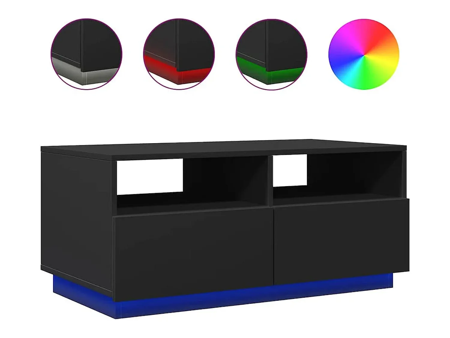 Mesa De Centro*vidaxl Mesa de centro com luzes LED 90x49x40 cm Preto