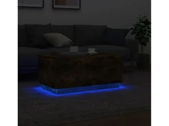New Mesa de centro com luzes LED 90x50x40 cm carvalho fumado PT187059 Castanho