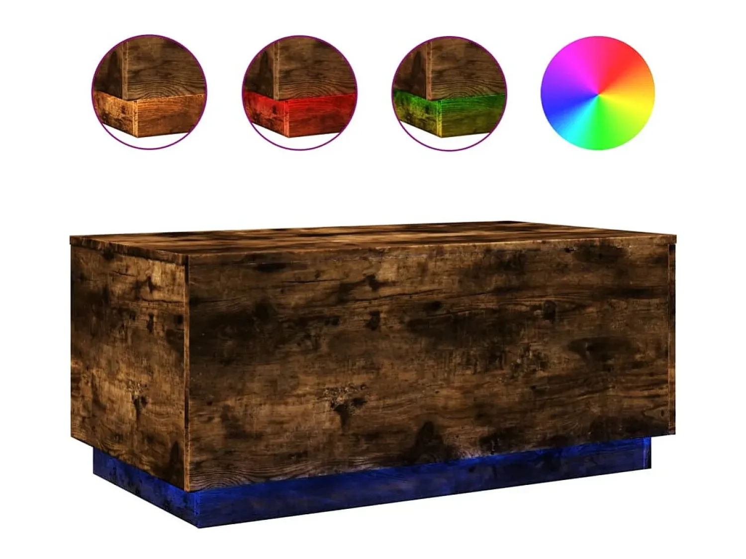 New Mesa de centro com luzes LED 90x50x40 cm carvalho fumado PT187059 Castanho