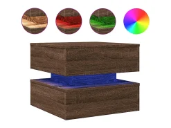 Mesa De Centro* Mesa de centro com luzes LED 50x50x40 cm carvalho PT140936 Castanho