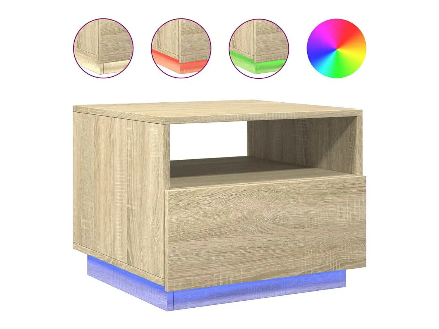 Mesa de centro com luzes LED 50x49x40 cm carvalho sonoma PT759228^ Mesa De Centro