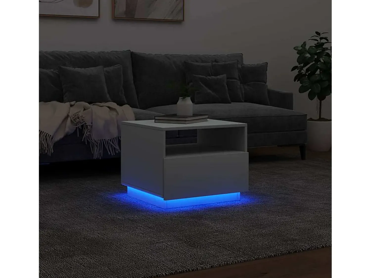 Mesa De Centro|vidaxl Mesa de centro com luzes LED 50x49x40 cm Branco