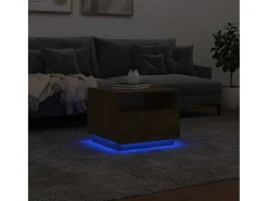vidaxl Mesa de centro com luzes LED 50x49x40 cm carvalho artesanal^ Mesa De Centro