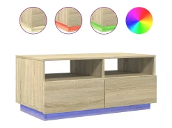 Best Mesa de centro com luzes LED 90x49x40 cm carvalho sonoma PT447007 Castanho