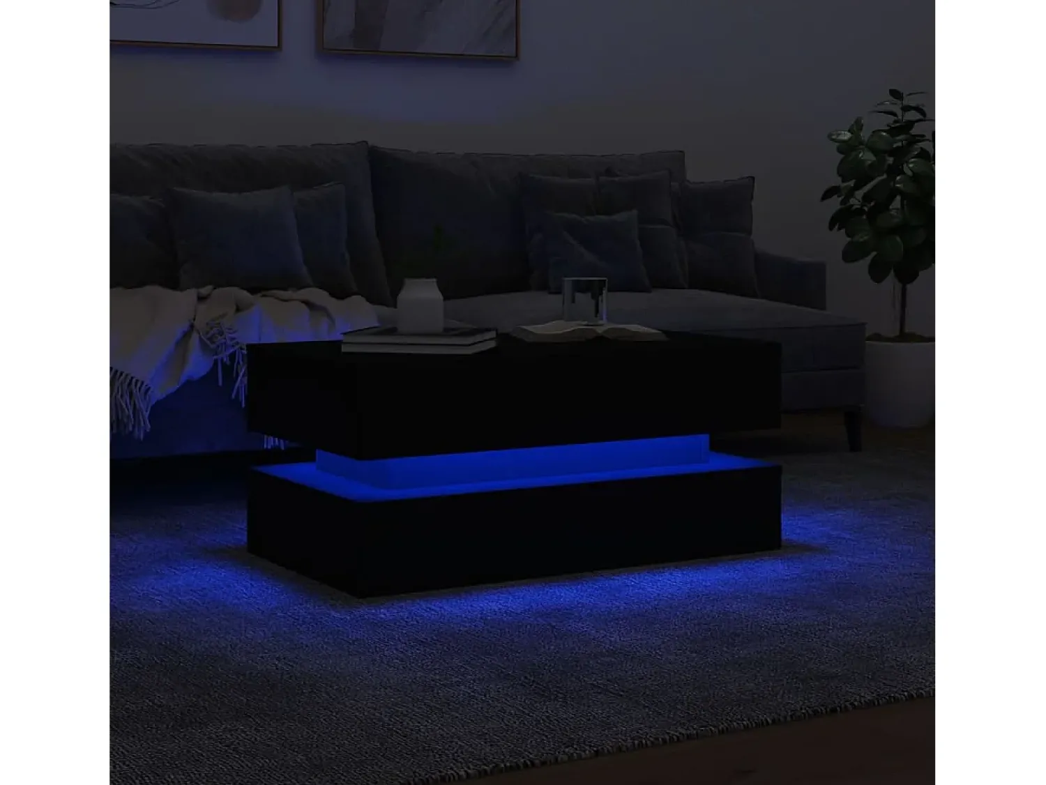 Online Mesa de centro com luzes LED 90x50x40 cm PT862430 Preto