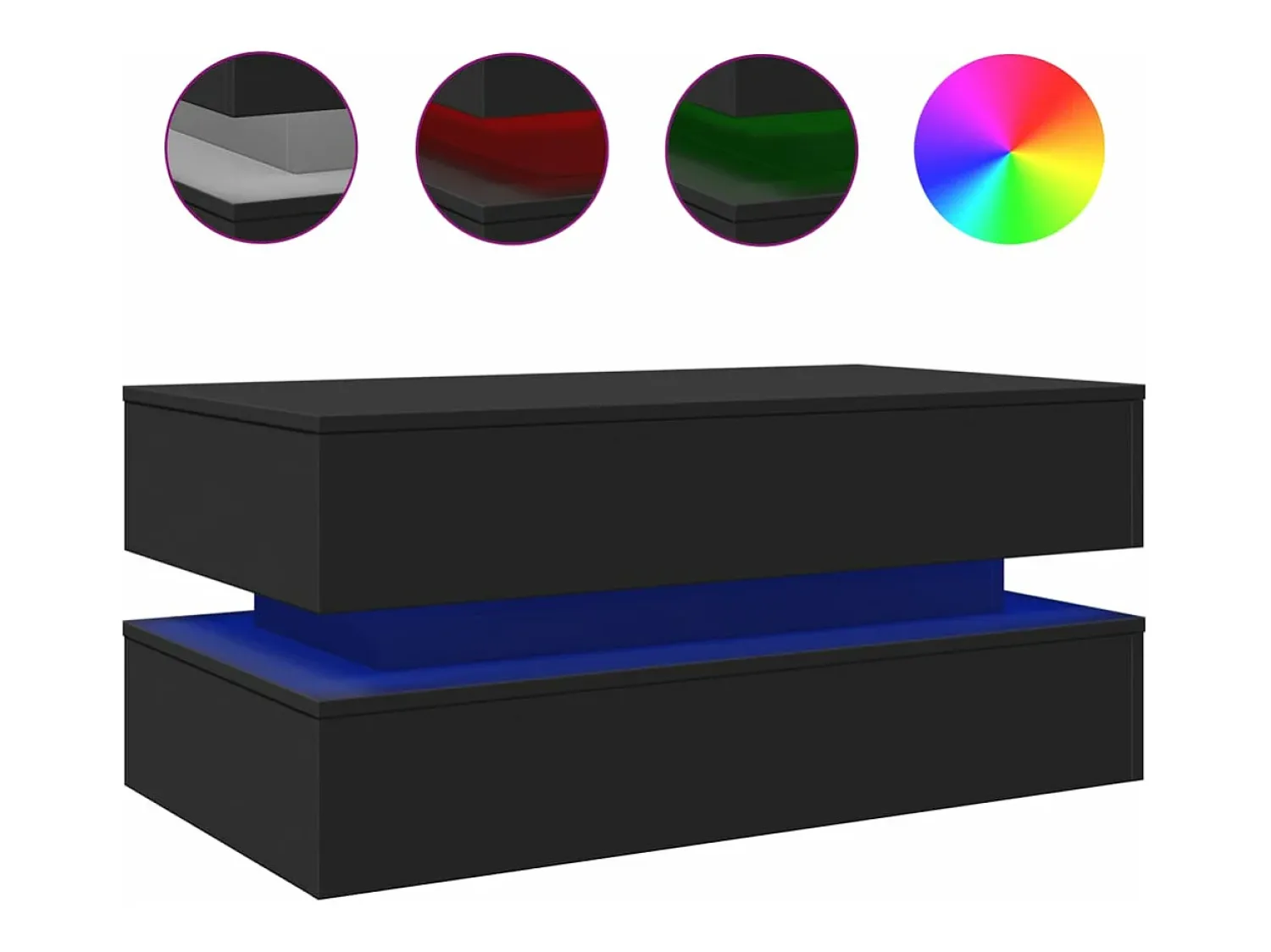 Online Mesa de centro com luzes LED 90x50x40 cm PT862430 Preto