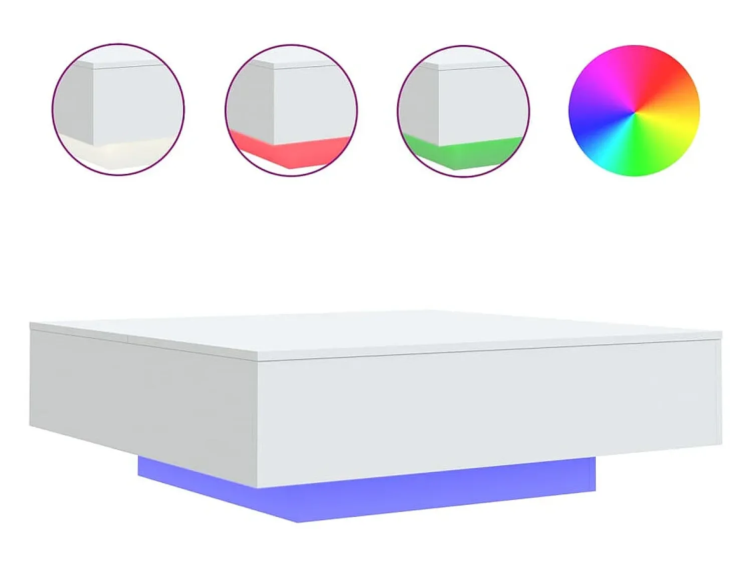 Mesa De Centro*vidaxl Mesa de centro com luzes LED 100x100x31 cm Branco