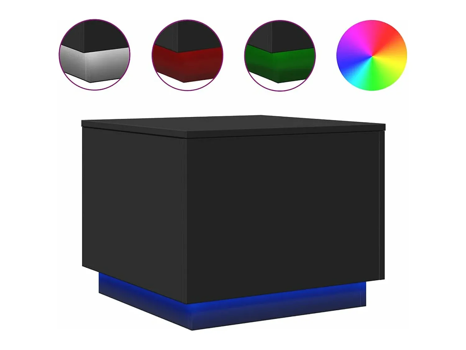 Mesa De Centro* Mesa de centro com luzes LED 50x50x40 cm PT674055 Preto