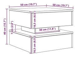 vidaxl Mesa de centro com luzes LED 50x50x40 cm carvalho artisiano^ Mesa De Centro