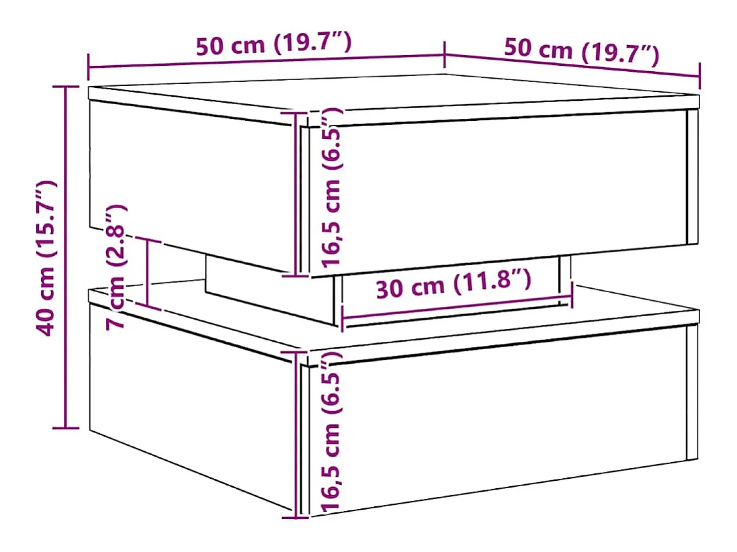 vidaxl Mesa de centro com luzes LED 50x50x40 cm carvalho artisiano^ Mesa De Centro