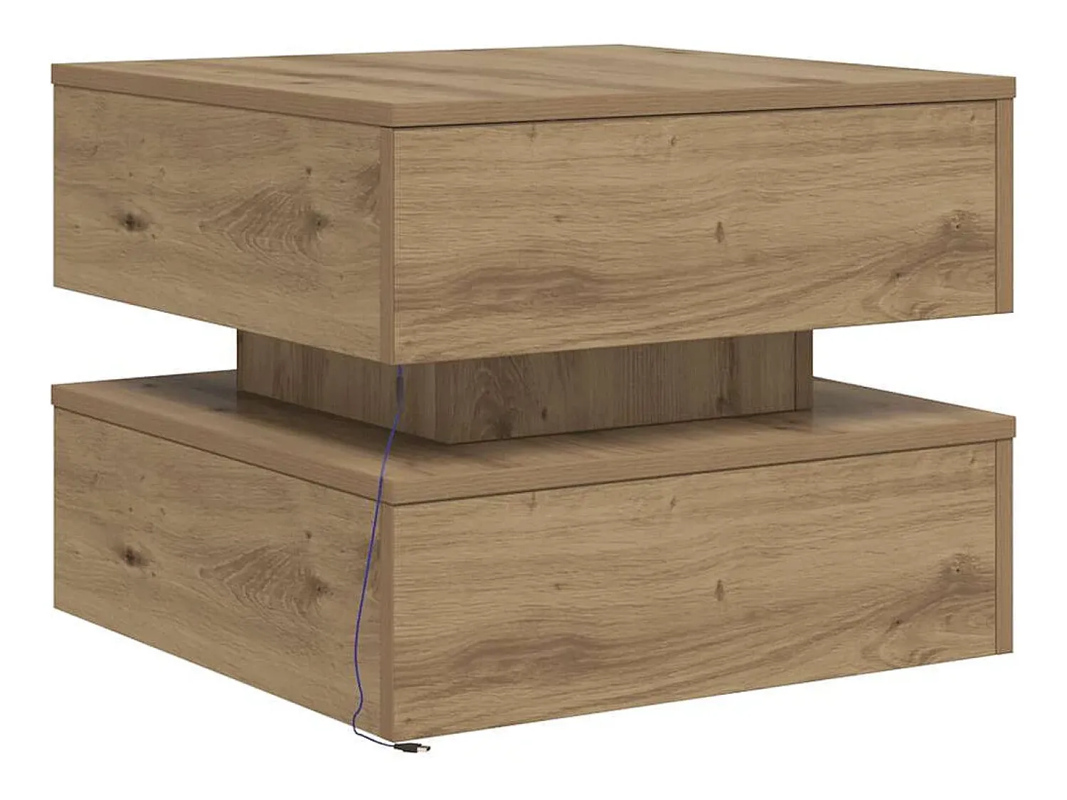vidaxl Mesa de centro com luzes LED 50x50x40 cm carvalho artisiano^ Mesa De Centro