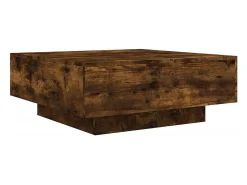 Mesa de centro com luzes LED 80x80x31 cm carvalho fumado PT439643^ Mesa De Centro