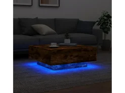 Mesa de centro com luzes LED 80x80x31 cm carvalho fumado PT439643^ Mesa De Centro