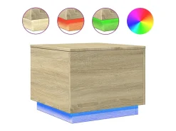 Mesa de centro com luzes LED 50x50x40 cm carvalho sonoma PT713710^ Mesa De Centro