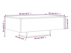 vidaxl Mesa de centro com luzes LED 85x55x31 cm sonoma^ Mesa De Centro