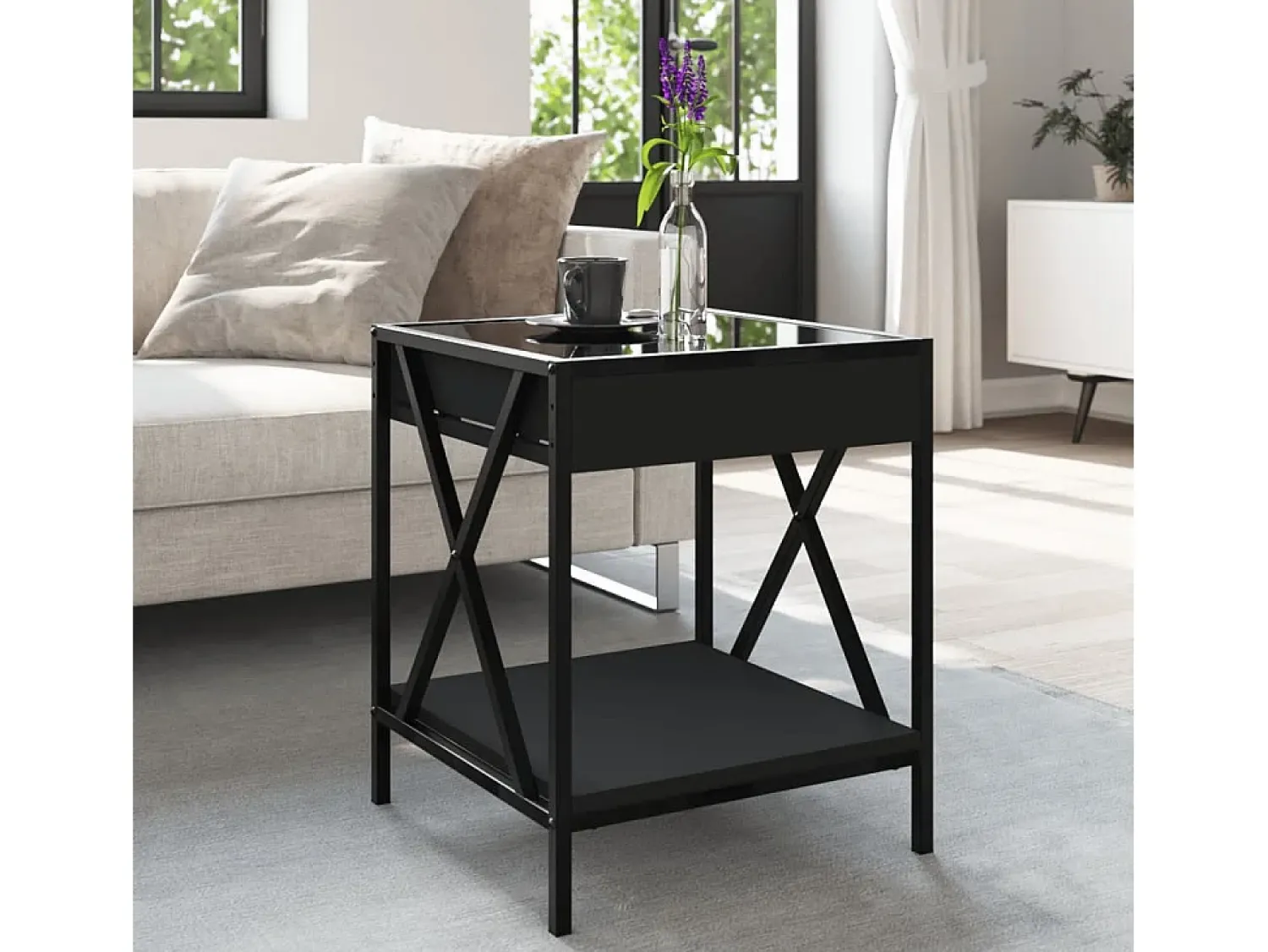 Mesa De Centro|vidaxl Mesa de centro com luzes LED Infinity 40x40x49 cm Preto