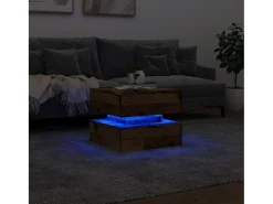vidaxl Mesa de centro com luzes LED 50x50x40 cm madeira velha^ Mesa De Centro