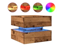 vidaxl Mesa de centro com luzes LED 50x50x40 cm madeira velha^ Mesa De Centro