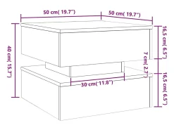 vidaxl Mesa de centro com luzes LED 50x50x40 cm madeira velha^ Mesa De Centro