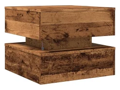 vidaxl Mesa de centro com luzes LED 50x50x40 cm madeira velha^ Mesa De Centro