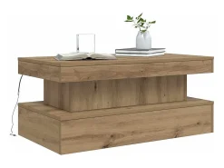 Mesa De Centro*vidaxl Mesa de centro com luzes LED 90x50x40 cm carvalho artisiano Castanho