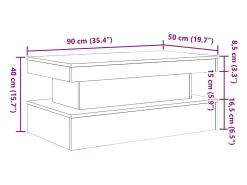 Mesa De Centro*vidaxl Mesa de centro com luzes LED 90x50x40 cm carvalho artisiano Castanho